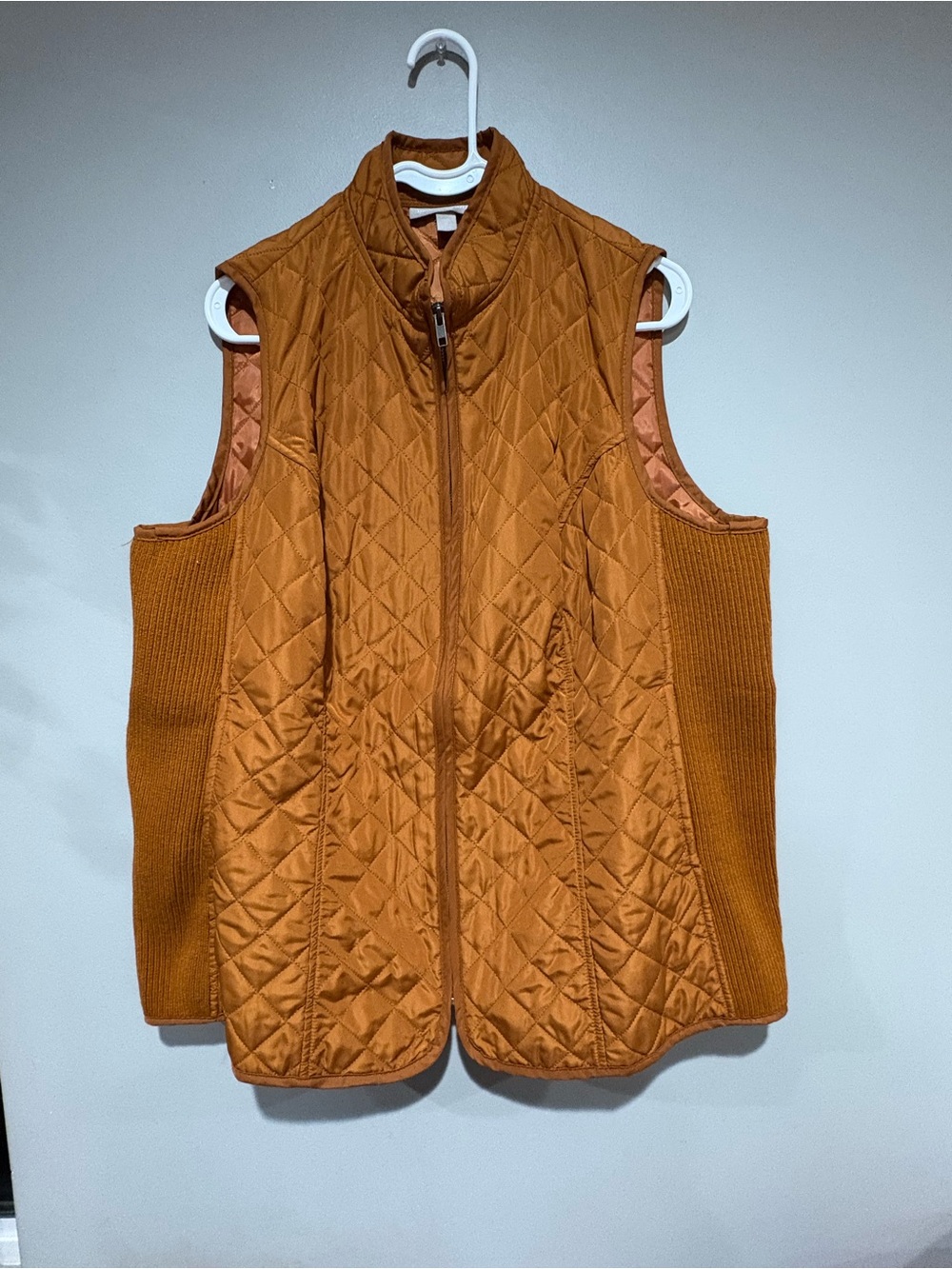 Woman Within Quilted Sleeveless Vest in Rust